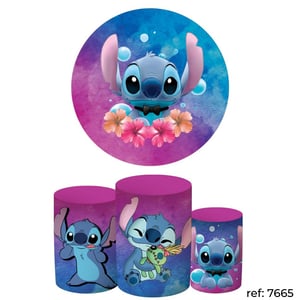 Stitch - Kit Festa (Painel 150cm + Trio de Cilindros)