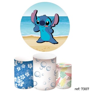 Stitch - Kit Festa (Painel 150cm + Trio de Cilindros)