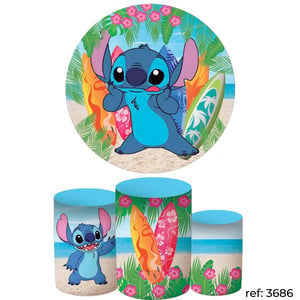Stitch - Kit Festa (Painel 150cm + Trio de Cilindros)