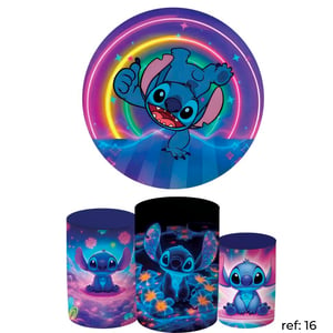 Stitch - Kit Festa (Painel 150cm + Trio de Cilindros)