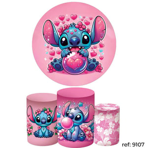 Stitch - Kit Festa (Painel 150cm + Trio de Cilindros)