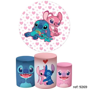 Stitch & Angel - Kit Festa (Painel 150cm + Trio de Cilindros)