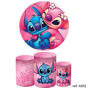 Stitch & Angel - Kit Festa (Painel 150cm + Trio de Cilindros)