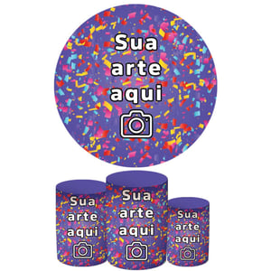 Personalizado - Kit Festa (Painel 150cm + Trio de Cilindros) Helanca    Elástico a toda volta Veste fácil