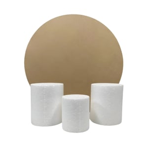 Estrutura - Mini Kit de Mesa Mini painel de MDF e trio de mini cilindros de isopor 60x60x20 Sem impressão   (Mini painel + mini cilindros