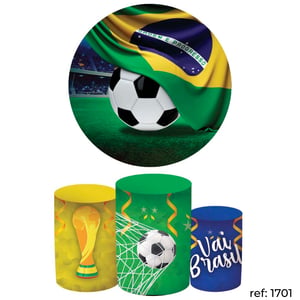 Copa do Mundo (Brasil) - Kit Festa (Painel 150cm + Trio de Cilindros)