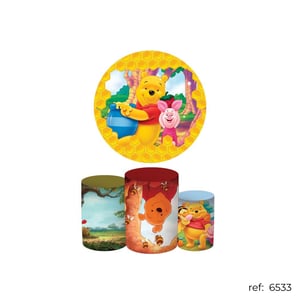 Pooh - Kit Festa (Painel 150cm + Trio de Cilindros)