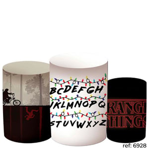 Stranger Things - Trio de Capas de Cilindros Helanca    Elástico a toda volta 