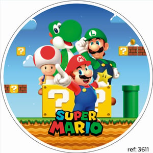 Super Mário - Capa de Painel Redondo Helanca    Elástico a toda volta 