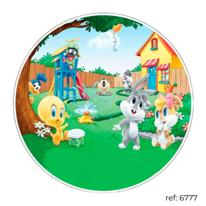 Looney Tunes - Capa de Painel Redondo Helanca    Elástico a toda volta Mini Painel 50cm, Painel Médio 130cm e Painel Padrão 150cm