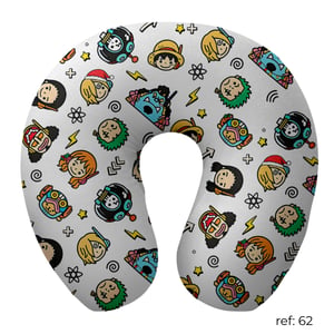 One Piece - Almofada de pescoço Microfibra 40cm x 35cm   Fechamento: Costura reforçada, sem zíper. Almofada de pescoço para viagem
