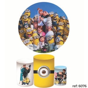 Meu Malvado Favorito/Minions - Kit Festa (Painel 150cm + Trio de Cilindros) Helanca    Elástico a toda volta Veste fácil