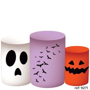 Halloween - Trio de Capas de Cilindros Helanca    Elástico a toda volta 