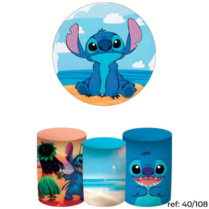 Stitch - Mini Kit Helanca    Elástico a toda volta Mini painel 50cm + mini cilindros de mesa e este fácil