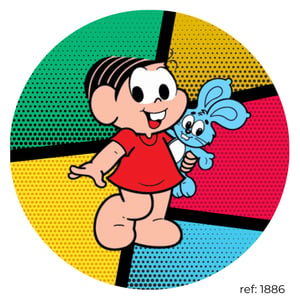 Mônica (Turma da Mônica) - Capa de Painel Redondo Helanca    Elástico a toda volta Mini Painel 50cm, Painel Médio 130cm e Painel Padrão 150cm