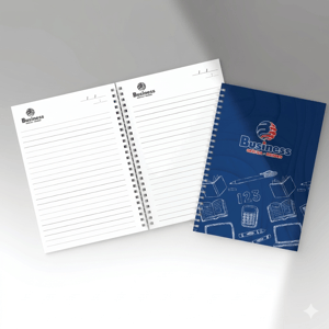 CADERNO PERSONALIZADO CAPA DURA Offset  / Gramatura: 2mm / Papel: Capa dura adesivada /Verso da capa e contracapa: Guarda branca / Impressão: 4/0 (Impressão somente na frente)  4/0 (Impressão somente na frente)  Gramatura: 75g/m² / Quantidade de folhas: 96 