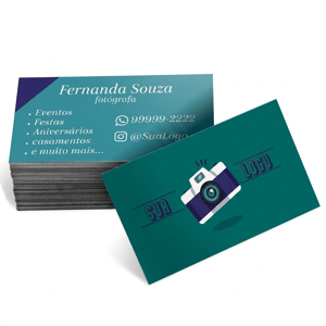 Cartão de Visita pequenas tiragens 4x4 Papel Couchê Brilho 300g 8,8x4,8cm 4x4 Impressão Frente e Verso Laminação fosca ou brilho Corte reto 