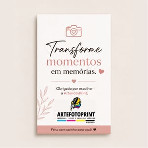 Tag Personalizada 6x8cm em Papel 240g Papel firme 240g (Opalina) 6 x 8cm Frente colorida ou Frente e Verso coloridos Sem laminação corte reto ✔ Produção própria ✔ Controle de qualidade ✔ Ideal para uso profissional ✔ Envie sua arte pronta