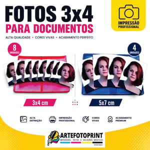 Fotos para Documentos 3x4 ou 5x7 para Passaporte