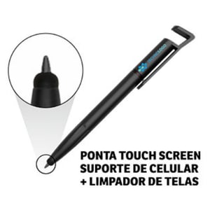 Caneta Multifunção Touch e Suporte Multifunção com Touch e Suporte - Branca Tamanho da arte 30mm x 7,5mm 4x4 Cores de Ambos os lados. Impressão UV Impressão UV 