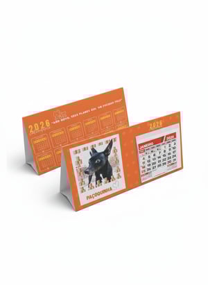 Calendário de Mesa 2026 | 2 Faces | 20x10cm | Papel Fotográfico 220g Papel Fotográfico 220g Brilho 200mm x 100mm Impressão colorida Laminação Bloco para destacar meses 