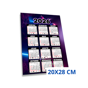 Calendário de Parede RJ | Couchê 250g | 20X28 cm Papel Couchê 250g 200mm x 280mm 4x0 (Frente Colorida, Verso em Branco) Sem Verniz Furo para pendurar 