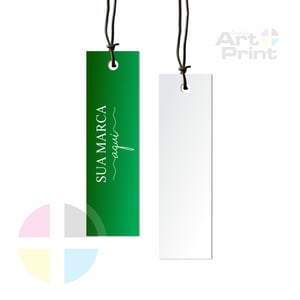 Tag Personalizada Couchê  Brilho 300g 2,3X8,8cm 4x0 Colorido Frente Verniz Uv Frente Furo 4,7mm 