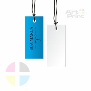 Tag Personalizada Couchê  Brilho 250g 3,8x8,8cm 4x0 Colorido Frente Verniz Uv Frente Furo 4,7mm 