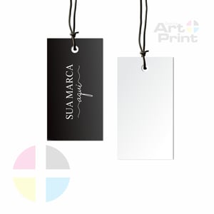 Tag Personalizada Couchê  Brilho 250g 4,8x8,8cm 4x0 Colorido Frente Verniz Uv Frente Furo 4,7mm 