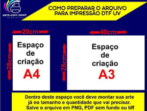 DTF UV Adesivo Folha A3