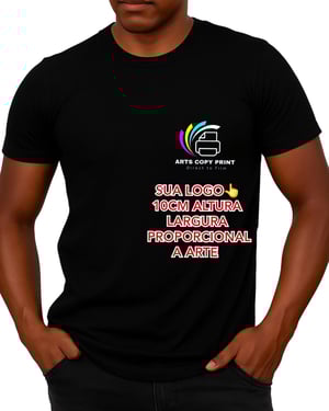 Camiseta Personalizada*ARTE DO CLIENTE* Preta MAlha PV Tecido Malha PV Estampa frete e costas    