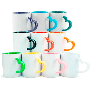 Caneca P/ sublimação *CORAÇÃO COLORIDA* Porcelana  Cores sortidas   