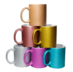 Caneca P/ sublimação lisa *Glitter* Porcelana  Rosa   