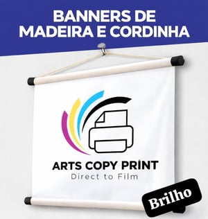 Banner 1mt x 55cm (brilho) Lona 440g  4x4 Brilho Madeira e cordinha 