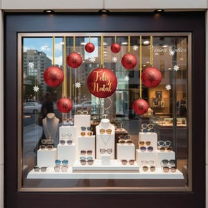 Adesivo bolas natalinas - vitrine aérea