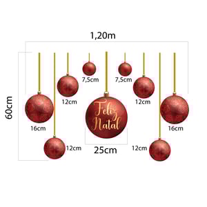Adesivo bolas natalinas - vitrine aérea