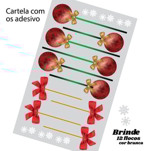 Adesivo bolas e laços natalinas - vitrine aérea