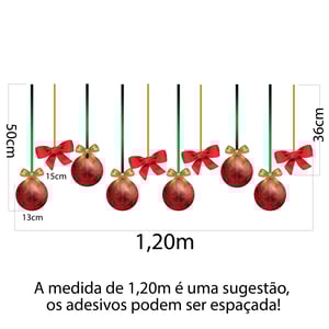 Adesivo bolas e laços natalinas - vitrine aérea