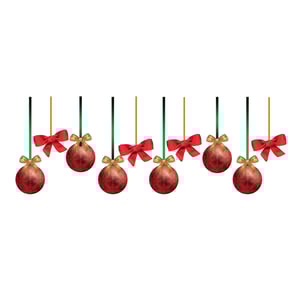 Adesivo bolas e laços natalinas - vitrine aérea