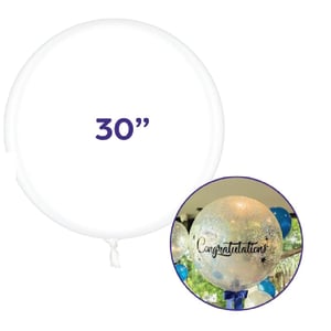 BALÃO REDONDO - BUBBLE BALLOON CRISTAL - 30 POL .      Este Balão Bubble de 30 pode ser personalizado de inúmeras maneiras, incluindo canetas especiais, adesivos, confetes, bolinhas de isopor, penas e Fios de LED.  Pode ser inflado com Infladores manuais, elétricos ou com gás hélio.