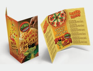 Flyers / Folhetos Pequenas Tiragens Couchê 120g 21x29,7cm 4x4 Sem verniz 2 DOBRAS 