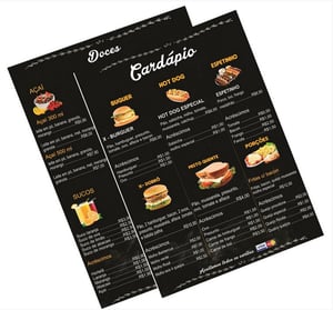 Cardápios PVC PS 2MM 21x30cm 4x4 ADESIVO VINIL Corte Reto 