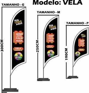 Wind Banner Modelo VELA Oxford Dupla Face 4X4 Impressão Sublimática Sublimação  