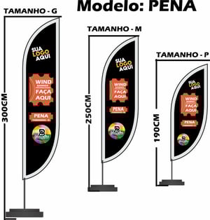 Wind Banner Modelo PENA Oxford Dupla Face 4X4 Impressão Sublimática   