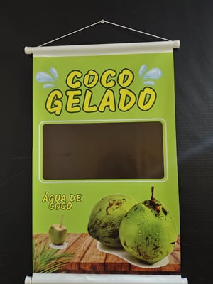 Banner 4x0 Lona Fosco 380g Madeira e cordinha 40x60cm Lona 380g  4x0 Fosco Madeira e cordinha 