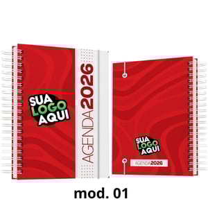 Agenda Diaria 2026 Personalizada Capa Dura - Miolo sulfite 75g 15x21 4x0  Capa dura, Laminação fosca, brilho ou holografica frente, Wire-o branco 