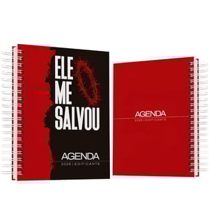 Agenda 2026 Edificante – Ele Me Salvou Capa Dura - Miolo sulfite 75g 15x21 4x0  Capa dura, Laminação fosca, brilho, Wire-o branco 