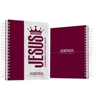 Agenda 2026 Edificante – Jesus é Prioridade na Minha Agenda Capa Dura - Miolo sulfite 75g 15x21 4x0  Capa dura, Laminação fosca, brilho, Wire-o branco 