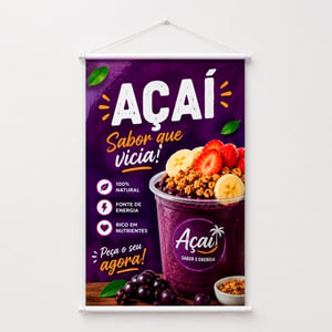 Banner Personalizado Por M² Lona 440g  Colorido Impressão Digital Cordão, ponteira e madeira 