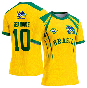 Camiseta Dry Fit Brasil Tecido Poliéster Unissex Colorida Gola Redonda Costura Reforçada 